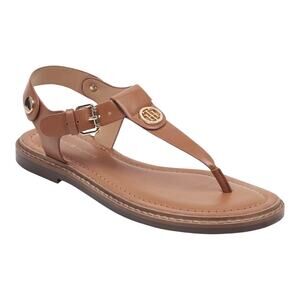 Tommy Hilfiger Women's Bennia Thong Flat Sandals Cognac Size 11 M